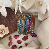 Vriksham Dual Tone Moon Type Glass Bangle-Trio Color-Set of 12-G15844