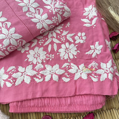 Vriksham Pink Chikankari Kurti & Pajama Set-VS4333