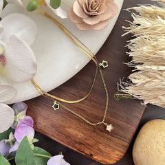 Vriksham Double Chain Star Pendant Anti Tarnish Stainless Steel Necklace Chain-G17673