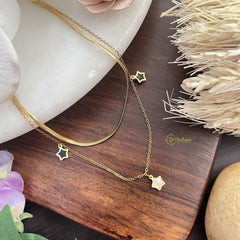 Vriksham Double Chain Star Pendant Anti Tarnish Stainless Steel Necklace Chain-G17673