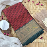 Vriksham Maroon With Green Kora Muslin Saree -VS4364