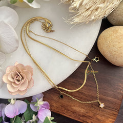 Vriksham Double Chain Star Pendant Anti Tarnish Stainless Steel Necklace Chain-G17673