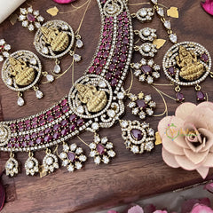 Premium Red Victorian Diamond Lakshmi Hasli-VV1738