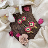 Vriksham Rosette Charm-Floral Studs with Traditional Cuff Bugadi-G19985