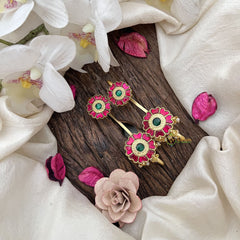 Vriksham Rosette Charm-Floral Studs with Traditional Cuff Bugadi-G19985