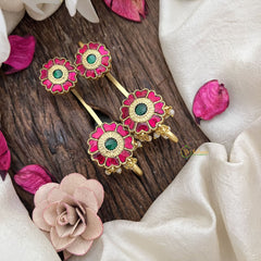 Vriksham Rosette Charm-Floral Studs with Traditional Cuff Bugadi-G19985