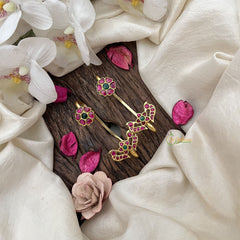 Vriksham Handcrafted Peacock & Floral Kemp Ear Cuff Bugadi-G19986