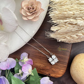 Vriksham Antique Grey Floral Pendant Anti Tarnish Stainless Steel Necklace Silver Chain-G17699