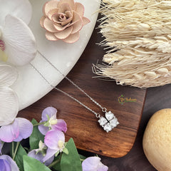 Vriksham Antique Grey Floral Pendant Anti Tarnish Stainless Steel Necklace Silver Chain-G17699