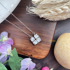 Vriksham Antique Grey Floral Pendant Anti Tarnish Stainless Steel Necklace Silver Chain-G17699