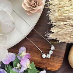 Vriksham Antique Grey Floral Pendant Anti Tarnish Stainless Steel Necklace Silver Chain-G17699