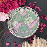 Vriksham Silver Pichwai Tray-Temple Design-Aqua Green-RG164