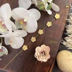 Vriksham Unique Gold Look Alike Floral Anti Tarnish Stainless Steel Bracelet-G17701