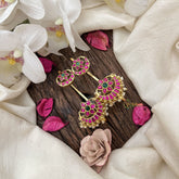 Vriksham Kemp Lotus Chandbali Stud & Ear Cuffs Bugadi With Pearls-G19988