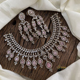Elegant Bridal Victorian Diamond High Neck Choker - Pastel Pink - VV1335