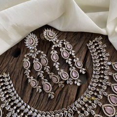 Elegant Bridal Victorian Diamond High Neck Choker - Pastel Pink - VV1335