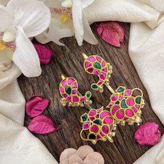 Vriksham Paisley Kemp Stud & Ear Cuffs Bugadi With Pearls-G19989