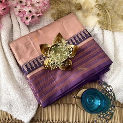 Wheatish Beige Chinnalampattu Saree with Temple Copper Border - VS3671