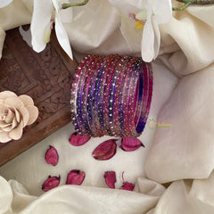 Vriksham Dual Tone Moon Type Glass Bangle-Pink & Violate-Set of 12-G15846