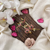 Vriksham Designer Peacock & Parrot Stud & Ear Cuffs Bugadi With Pearls-G19991