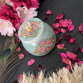 Vriksham Floral Designs Metal Pichwai Jar-Pastel Green-RG255