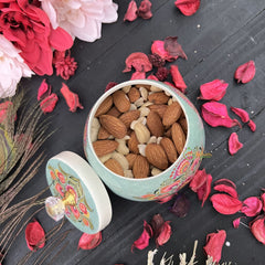 Vriksham Floral Designs Metal Pichwai Jar-Pastel Green-RG255