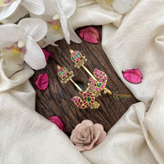 Vriksham Peacock Style Jadau Stud & Ear Cuffs Bugadi With Pearls-G19995