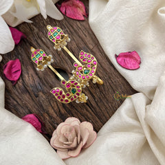 Vriksham Peacock Style Jadau Stud & Ear Cuffs Bugadi With Pearls-G19995