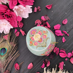 Vriksham Floral Designs Metal Pichwai Jar-Pastel Green-RG255