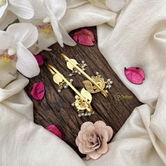 Vriksham Peacock Style Jadau Stud & Ear Cuffs Bugadi With Pearls-G19995