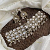 White Unique Victorian Diamond High Neck Choker - VV1344