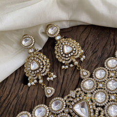 White Unique Victorian Diamond High Neck Choker - VV1344