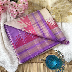 Vriksham Off White Chinnalampattu Saree Rettapet Copper Temple Border-VS4704