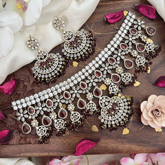 Bridal Statement Victorian Diamond Choker-Red-VV1907
