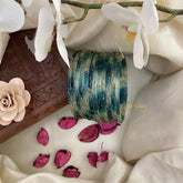 Vriksham Dual Tone Glass Bangle-Off White & Aqua Blue-Set of 12-G15822