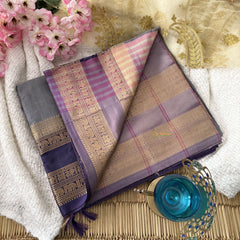 Vriksham Elegance Gray Chinnalampattu Saree Elephant Copper Work Border-VS4709