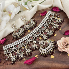 Bridal Statement Victorian Diamond Choker-Red-VV1907