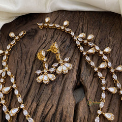 2 Layered Victorian Diamond Short Neckpiece - White - VV1371