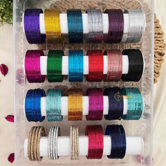 Vriksham 23-Color Rainbow Mega Set - Premium Glossy Metal & Crystal Studded Accents Bangle Set -G21877