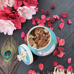 Vriksham Cow Metal Pichwai Jar-Aqua Green-RG254