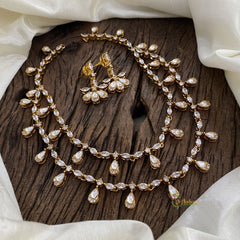 2 Layered Victorian Diamond Short Neckpiece - White - VV1371