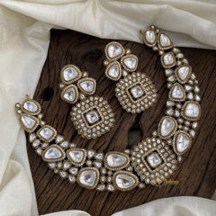 White Mossanite Victorian Diamond High Neckpiece - VV1366