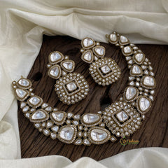 White Mossanite Victorian Diamond High Neckpiece - VV1366