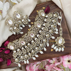 Exquisite White Victorian Diamond Neckpiece-Pearls-VV1785
