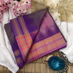 Vriksham Vibrant Dark purple Chinnalampattu Saree Rettapet Copper Temple Border-VS4706