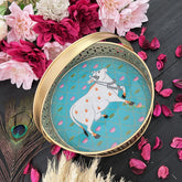 Vriksham Golden Pichwai Basket-Aqua Blue-Cow Design-RG265