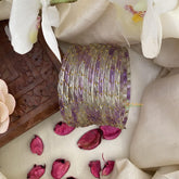 Vriksham Dual Tone Glass Bangle-Off White & Lavender-Set of 12-G15819