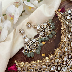 Bridal Statement Victorian Diamond Choker-Aqua Green Bead-VV1800