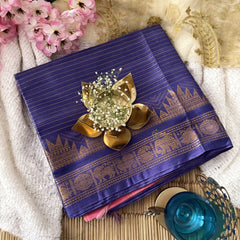 Vriksham Charcoal Grey & Royal Blue Chinnalampattu Saree Copper Border-VS4721