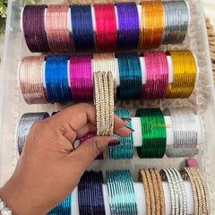 Vriksham 27-Color Rainbow Mega Set - Premium Glossy Metal & Crystal Studded Accents Bangle Set -G21878